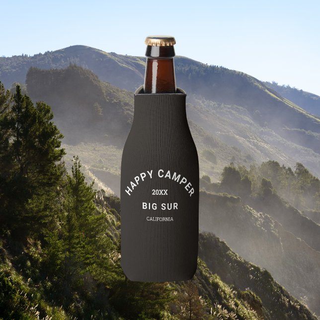 Happy Campers Wappen Camping Crew Vintag Black Flaschenkühler (Von Creator hochgeladen)