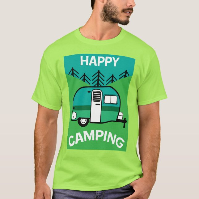 Happy Campers | Wohnwagen | Camper Throw Pillow Mu T-Shirt (Vorderseite)