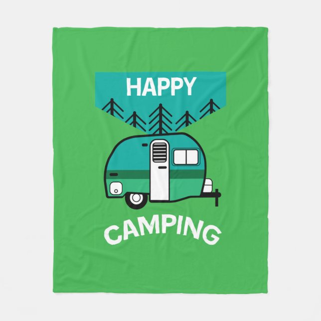 Happy Campers | Wohnwagen | Kampferwirbel Fleecedecke (Vorderseite)