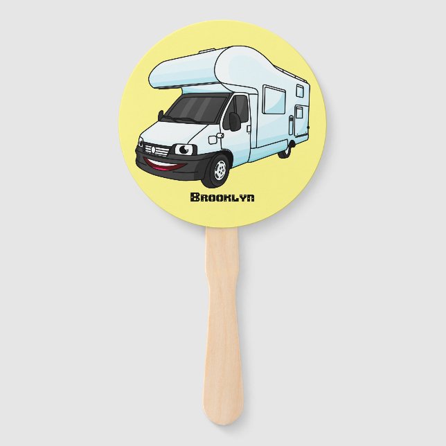 Happy campervan Cartoon Illustration Fächer (Vorderseite)