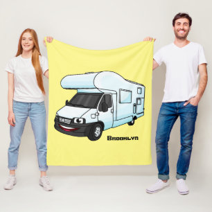 Happy campervan Cartoon Illustration Fleecedecke