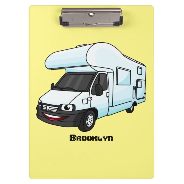 Happy campervan Cartoon Illustration Klemmbrett (Vorderseite)