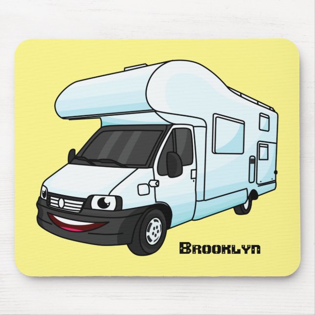 Happy campervan Cartoon Illustration Mousepad (Vorne)