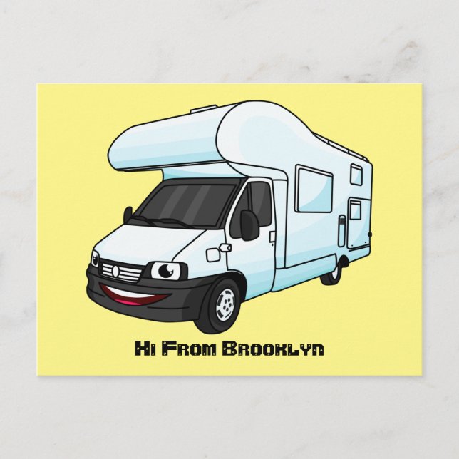 Happy campervan Cartoon Illustration Postkarte (Vorderseite)