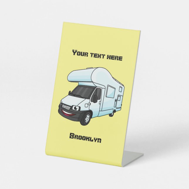 Happy campervan Cartoon Illustration Sockelschild (Vorderseite)