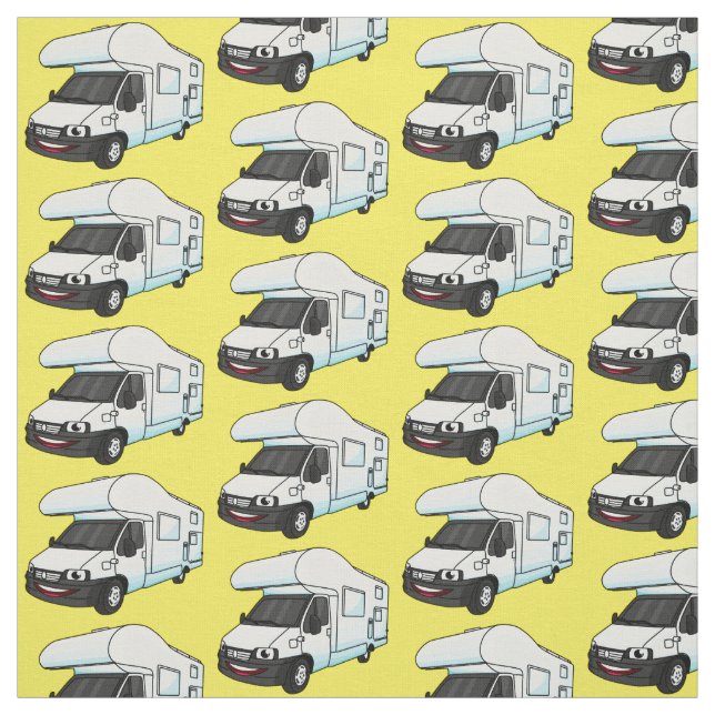 Happy campervan Cartoon Illustration Stoff (Muster)