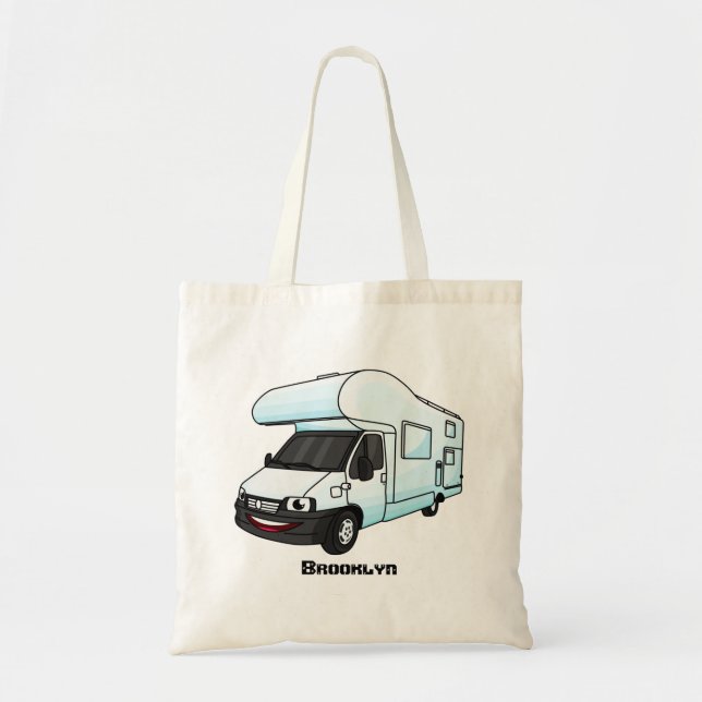 Happy campervan Cartoon Illustration Tragetasche (Vorne)