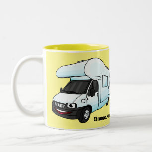 Happy campervan Cartoon Illustration Zweifarbige Tasse