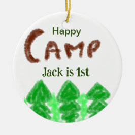 Happy Camping Camper ein Geburtstag Kinder Bäume H Keramik Ornament