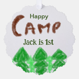 Happy Camping Camper ein Geburtstag Kinder Bäume H Ornament Karte