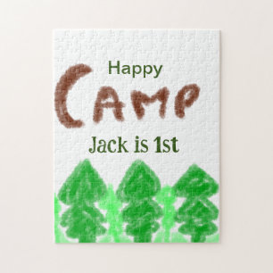 Happy Camping Camper ein Geburtstag Kinder Bäume H Puzzle