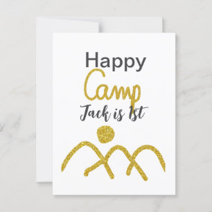 Happy Camping Camper eines Geburtstags Kinder gold Postkarte
