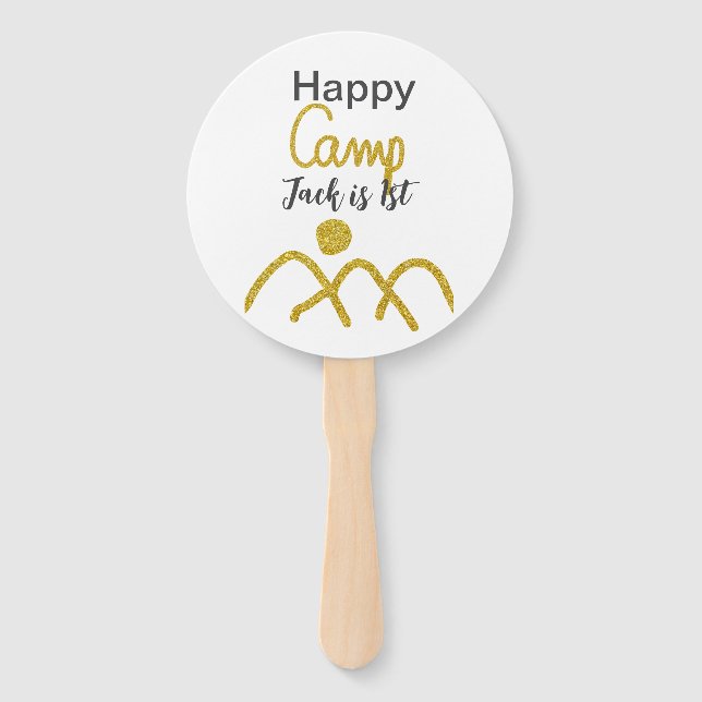Happy camping camper one birthday kids golden sun fächer (Vorderseite)