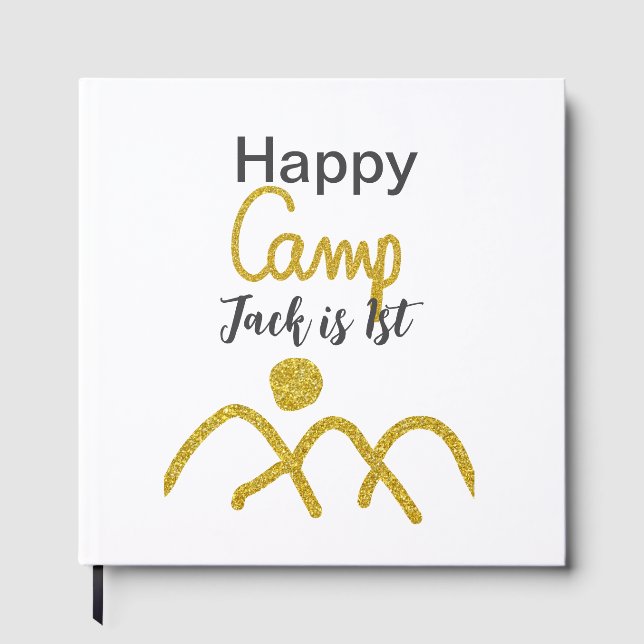 Happy camping camper one birthday kids golden sun gästebuch (Vorderseite)