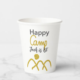 Happy camping camper one birthday kids golden sun pappbecher