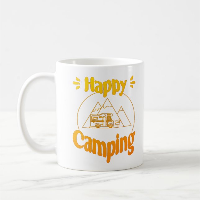Happy Camping - fröhliches cooles Grafikdesign Kaffeetasse (Links)