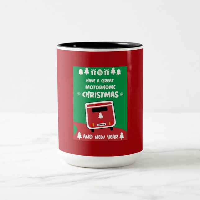 Happy Camping Motorhom Xmas Zweifarbige Tasse (Mittel)