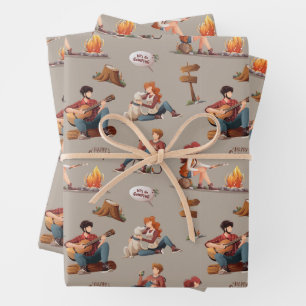 Happy Camping, Wandern, Natur und Outdoor Liebhabe Geschenkpapier Set