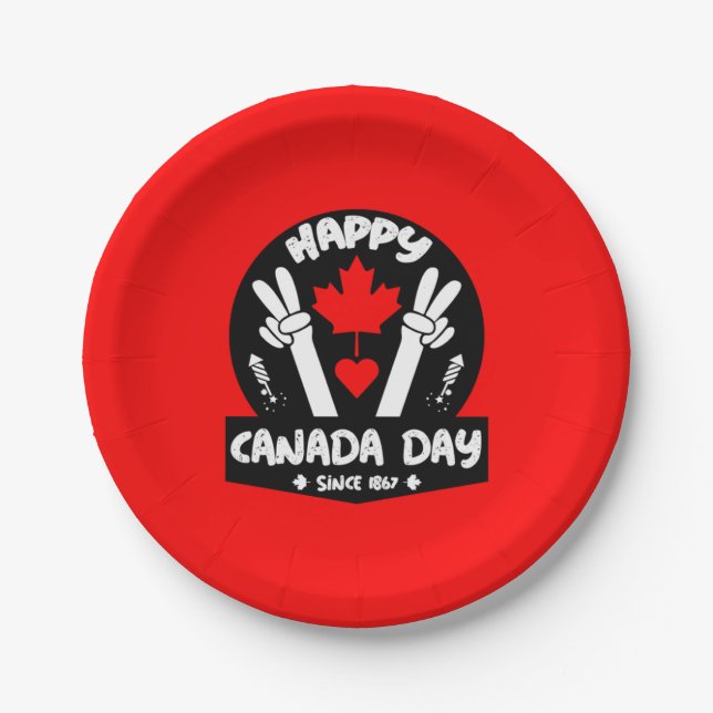 Happy Canada Day 1. Juli Pappteller (Vorderseite)