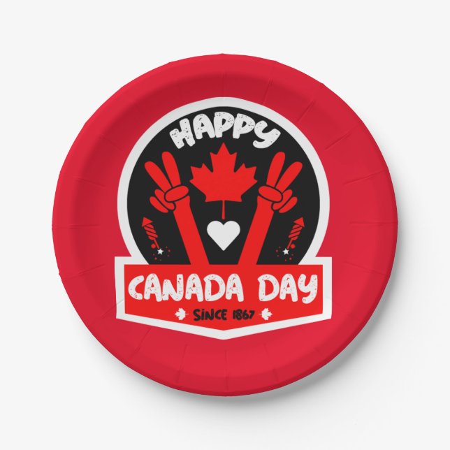 Happy Canada Day 1. Juli Pappteller (Vorderseite)