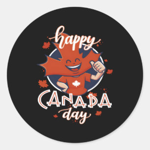 Happy Canada Day 2023 Canadian Maple Patriotic Runder Aufkleber