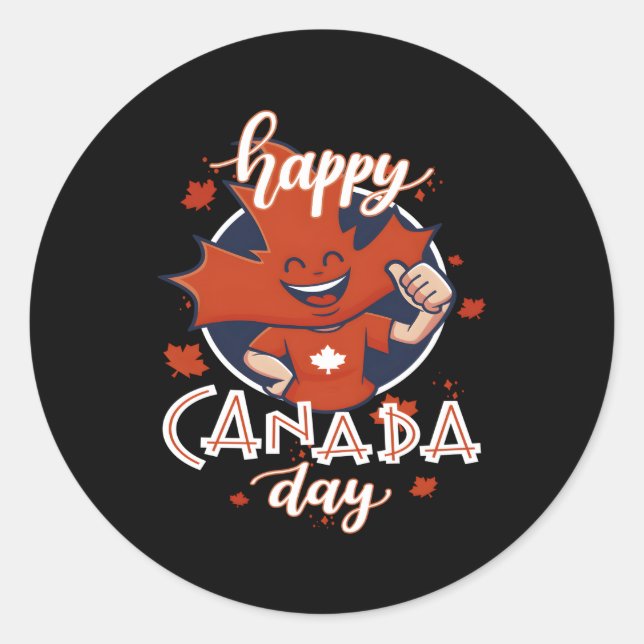 Happy Canada Day 2023 Canadian Maple Patriotic Runder Aufkleber (Vorderseite)
