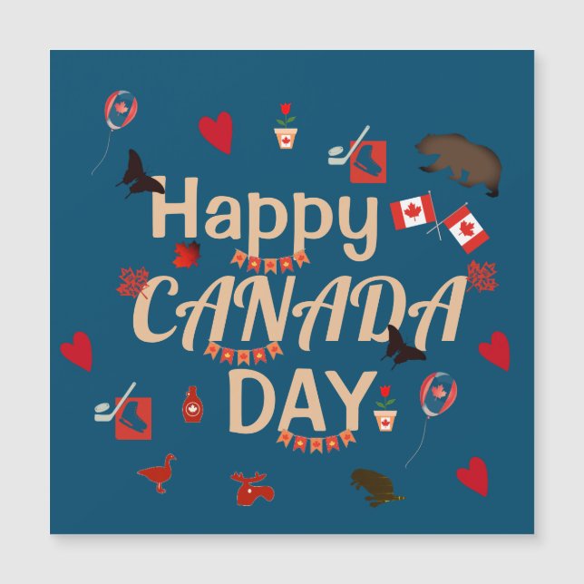 Happy Canada Day Blue Magnetic Card Magnetkarte (Vorderseite)