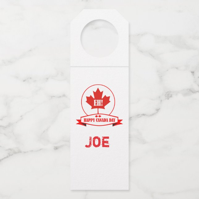 Happy Canada Day Bottle Hanger Flaschenanhänger (Vorderseite)