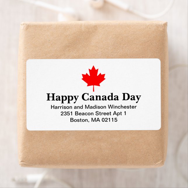 Happy Canada Day Custom Text mit rotem Ahornblatt (Insitu)
