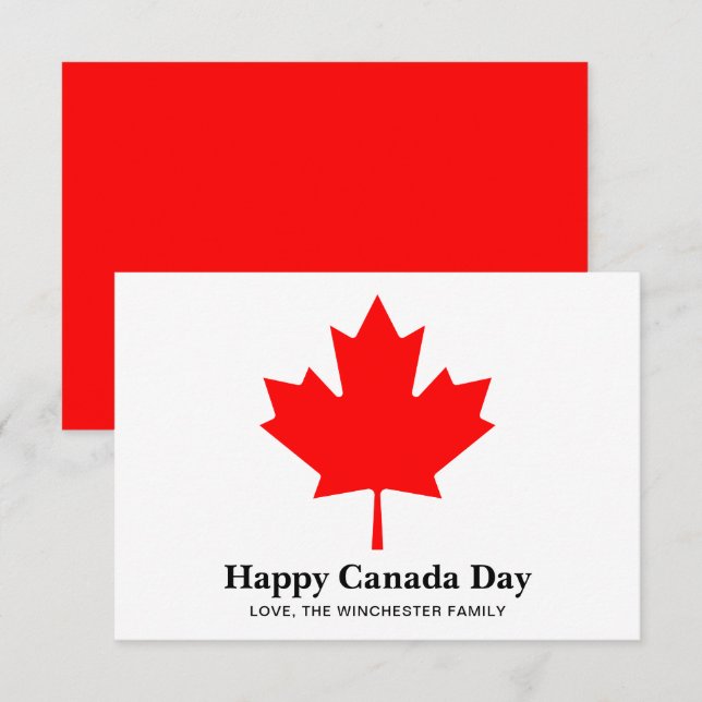 Happy Canada Day Custom Text mit rotem Ahornblatt Begleitkarte (Vorne/Hinten)