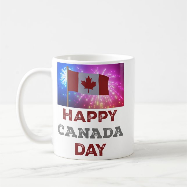 Happy Canada Day Fireworks Kaffeetasse (Links)