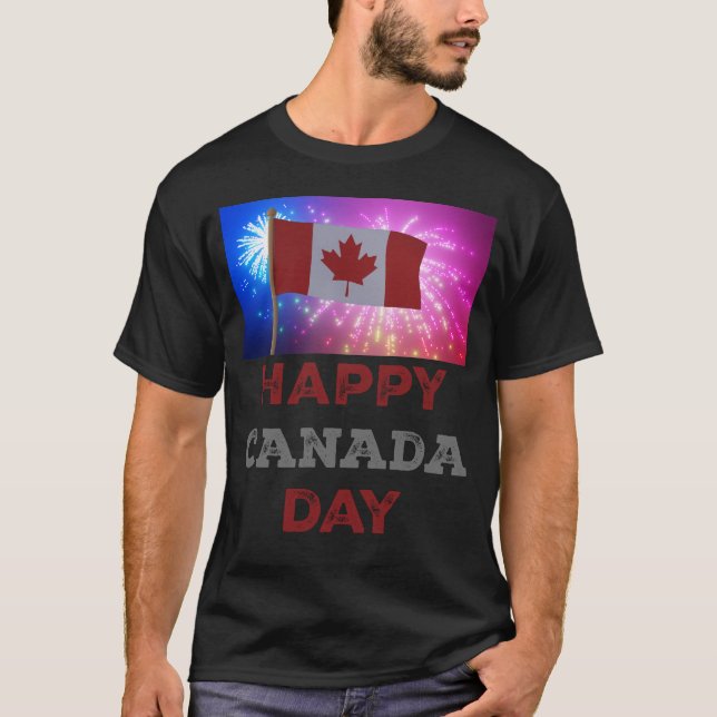 Happy Canada Day Fireworks T-Shirt (Vorderseite)