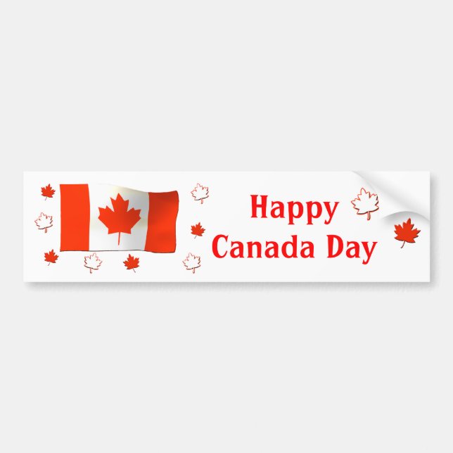 Happy Canada Day Flag and Maple Blätter Autoaufkleber (Vorne)