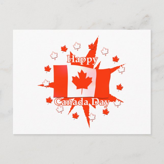 Happy Canada Day Flag Design Postkarte (Vorderseite)