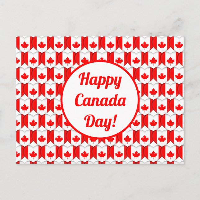 Happy Canada Day Grußmapelleaf Hört Niedlich Postkarte (Vorderseite)