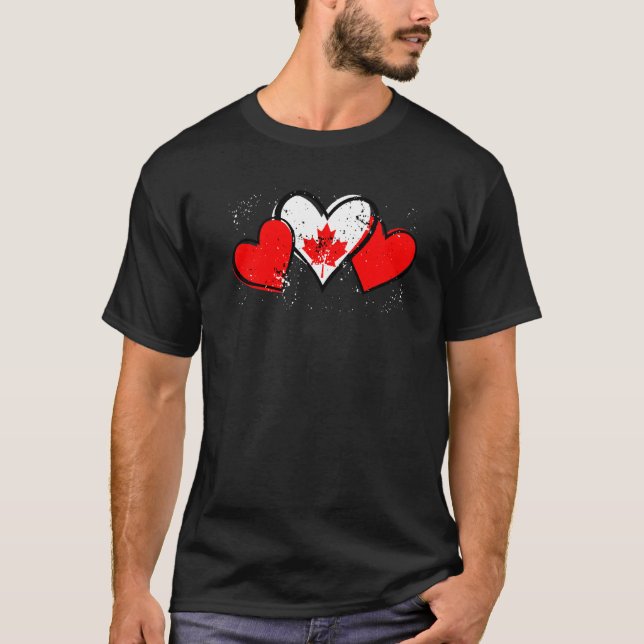 Happy Canada Day Heart Flag Kanada Kanadische Männ T-Shirt (Vorderseite)