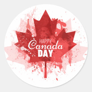 Happy Canada Day Maple Leaf Lackfarbe Spritzer Runder Aufkleber