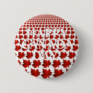 HAPPY CANADA DAY MAPLE LEAFS BUTTON