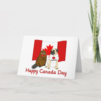 Happy Canada Day Mops und Biber Pal T-Shirts, Gesc Karte