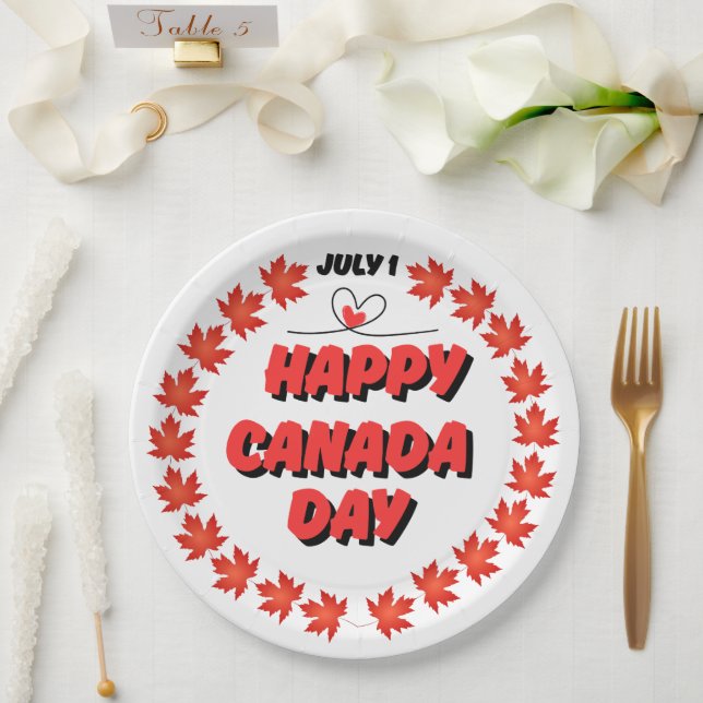 Happy Canada Day Pappteller (Hochzeit)