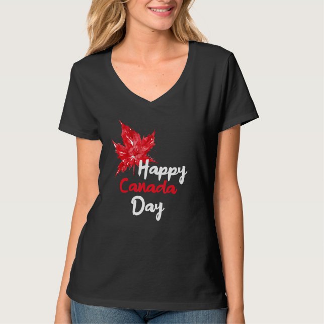 Happy Canada Day Party Canadian Flag Maple Patriot T-Shirt (Vorderseite)