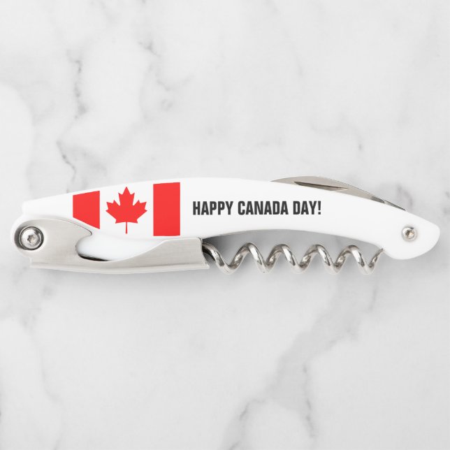 Happy Canada Day Party Korkenschraubenflasche Kellnermesser (Vorderseite)