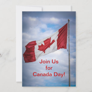 Happy Canada Day Red and White Canadian Flag Einladung