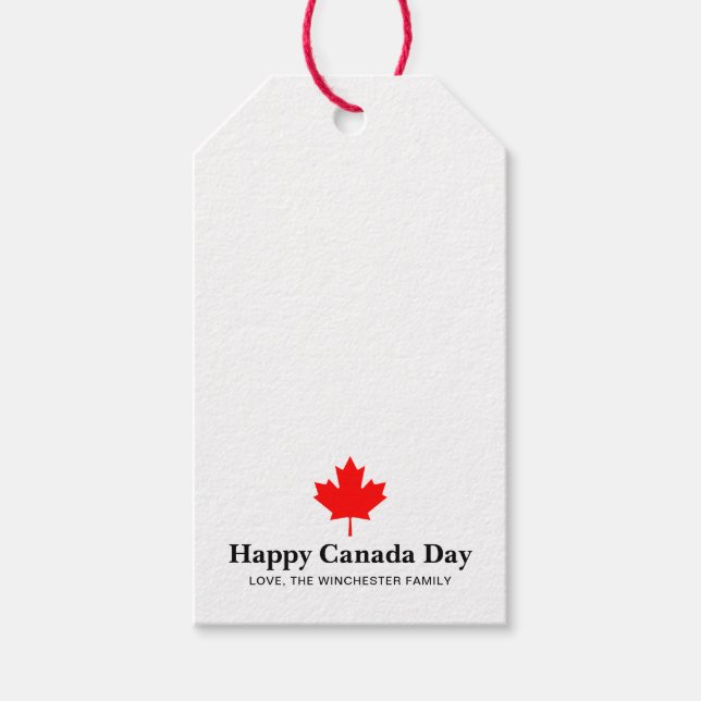 Happy Canada Day Rotes Ahornblatt mit benutzerdefi Geschenkanhänger (Vorderseite)