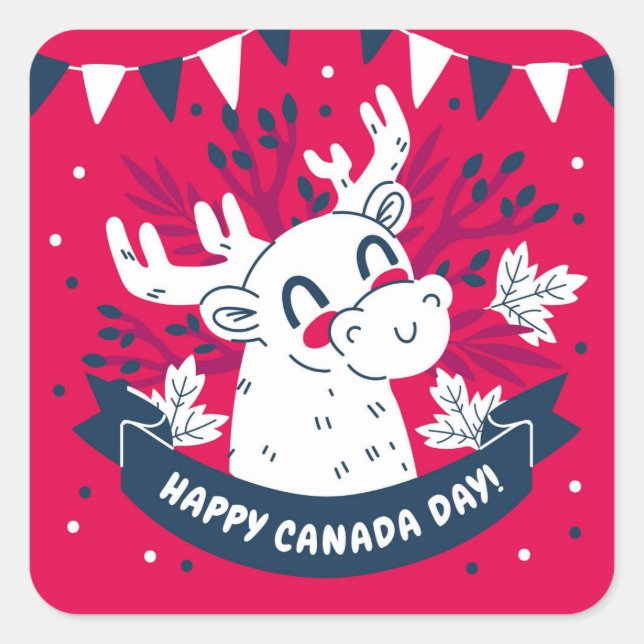 Happy Canada Day Square Sticker (Vorderseite)