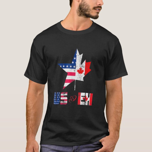 Happy Canada Day Us Eh Canadian Flag Patriotic T-Shirt (Vorderseite)