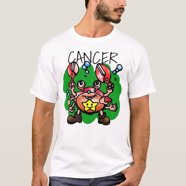 Happy Cancer Crab mit Star T-Shirt (Vorderseite)