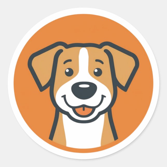 Happy Canine Circle Runder Aufkleber (Vorderseite)