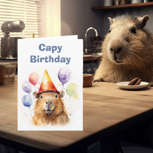 Happy Capy Birthday Capybara Karte