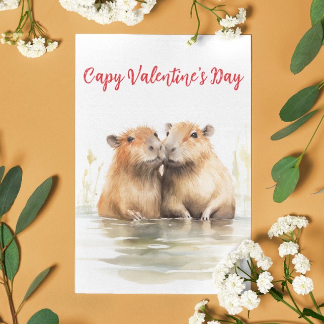 Happy Capy Valentine's day Capabara Liebe Postkarte (Von Creator hochgeladen)
